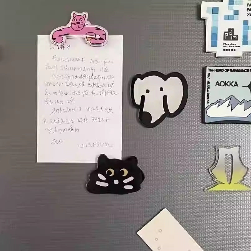 Custom Cute Cat Dog Illustration Acrylic Fridge Magnets Creative Home Decor Gift