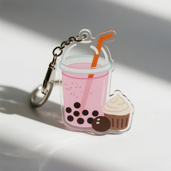 Yakelike Custom Acrylic Cute Bubble Tea Transparent Keyring