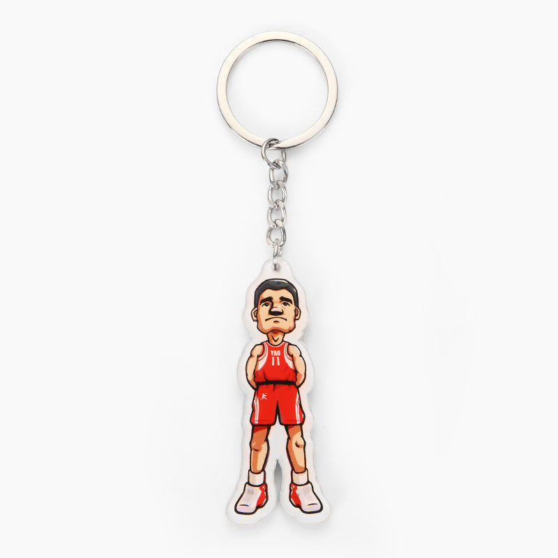 Custom Cartoon Basketball Player Acrylic Keychain | Personalized Sports Fan Gift