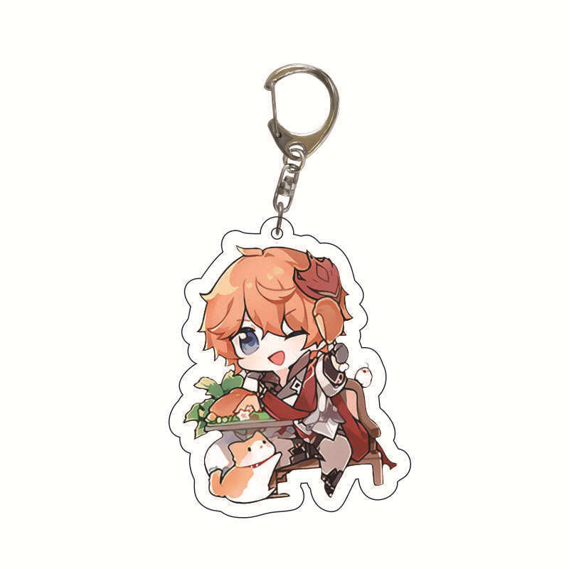 Custom Keychain UV Printed Genshin Cosplay Fan Gift Transparent Holographic Acrylic Keychain