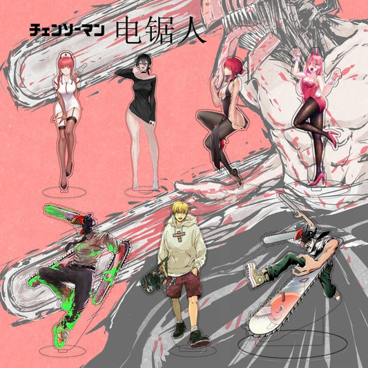Chainsaw Man Acrylic Stand Figure Denji Makima Power Reze Anime Desk Decor Collectible Display