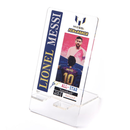 Custom Acrylic Phone Stand – World Cup Soccer Player Desk Holder, Durable Clear Kickstand for iPhone & Android
