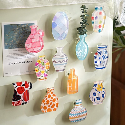 Custom Acrylic Vase Shaped Fridge Magnet Epoxy Coated Artistic Home Decor Magnetic Refrigerator Sticker