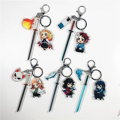 Demon Slayer Acrylic Keychain with Sword  Tanjiro Kamado, Zenitsu Agatsuma, Nezuko Kamado Anime Keyring Pendant