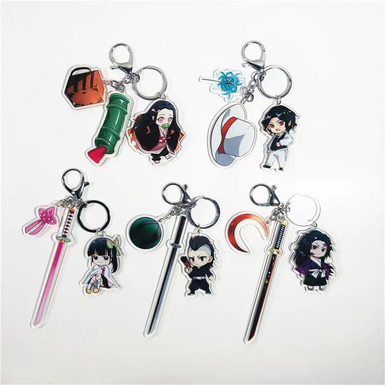 Demon Slayer Acrylic Keychain with Sword  Tanjiro Kamado, Zenitsu Agatsuma, Nezuko Kamado Anime Keyring Pendant