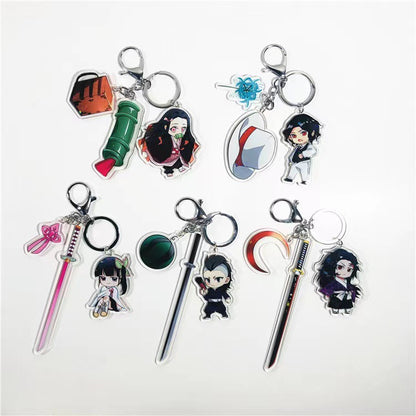 Demon Slayer Acrylic Keychain with Sword  Tanjiro Kamado, Zenitsu Agatsuma, Nezuko Kamado Anime Keyring Pendant