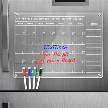 Custom Acrylic Magnetic Fridge  Dry Erase Calendar Dietary Management Board