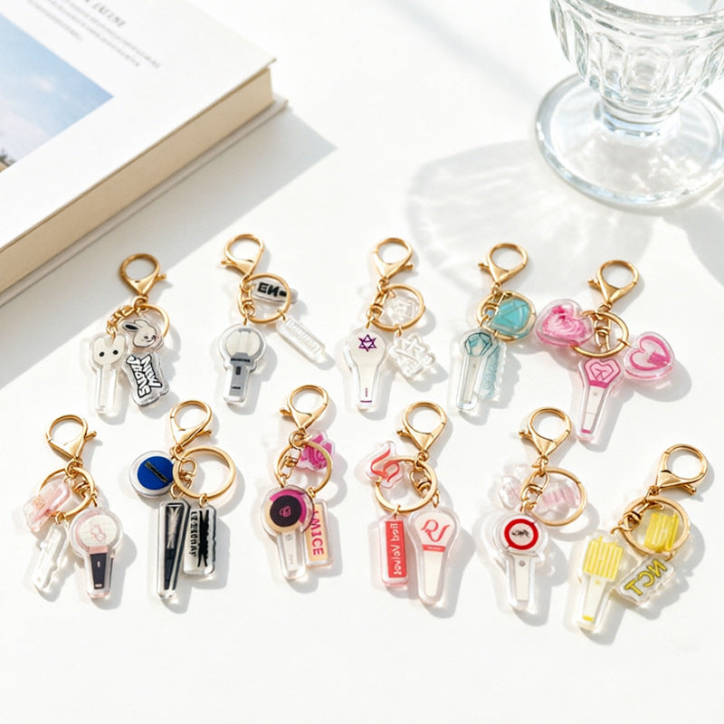 Custom Kpop Style Acrylic Light Keychain  Cartoon Photo Pendant for Gifts Souvenirs Fans