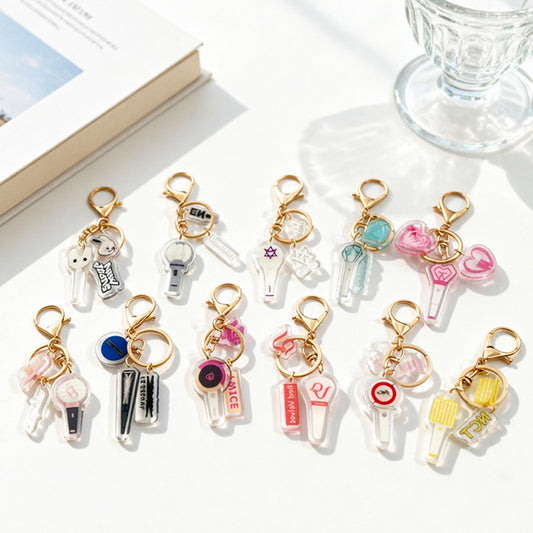 Custom Kpop Style Acrylic Light Keychain  Cartoon Photo Pendant for Gifts Souvenirs Fans