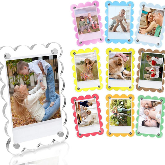 Acrylic Fridge Magnetic Frame Scalloped Double Sided Polaroid Frame Magnet Picture Frames for Fridge suit Fujifilm Instax Mini Frames for Fridge