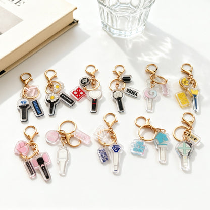 Custom Kpop Style Acrylic Light Keychain  Cartoon Photo Pendant for Gifts Souvenirs Fans