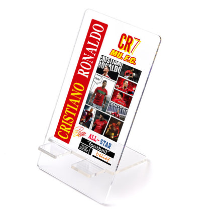 Custom Acrylic Phone Stand – World Cup Soccer Player Desk Holder, Durable Clear Kickstand for iPhone & Android