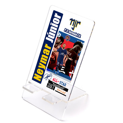 Custom Acrylic Phone Stand – World Cup Soccer Player Desk Holder, Durable Clear Kickstand for iPhone & Android