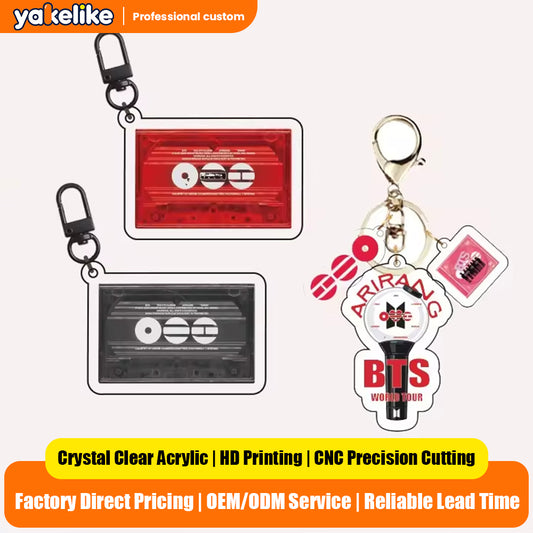 Custom Keychain Tour Cartoon Cheer Light Acrylic Cassette Tape  Microphone Shape Keychain Bag Pendant