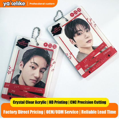 Kpop Photo Card Holder Keychain – Acrylic Mini Frame Pendant for Idol Fans & Collectible Cards
