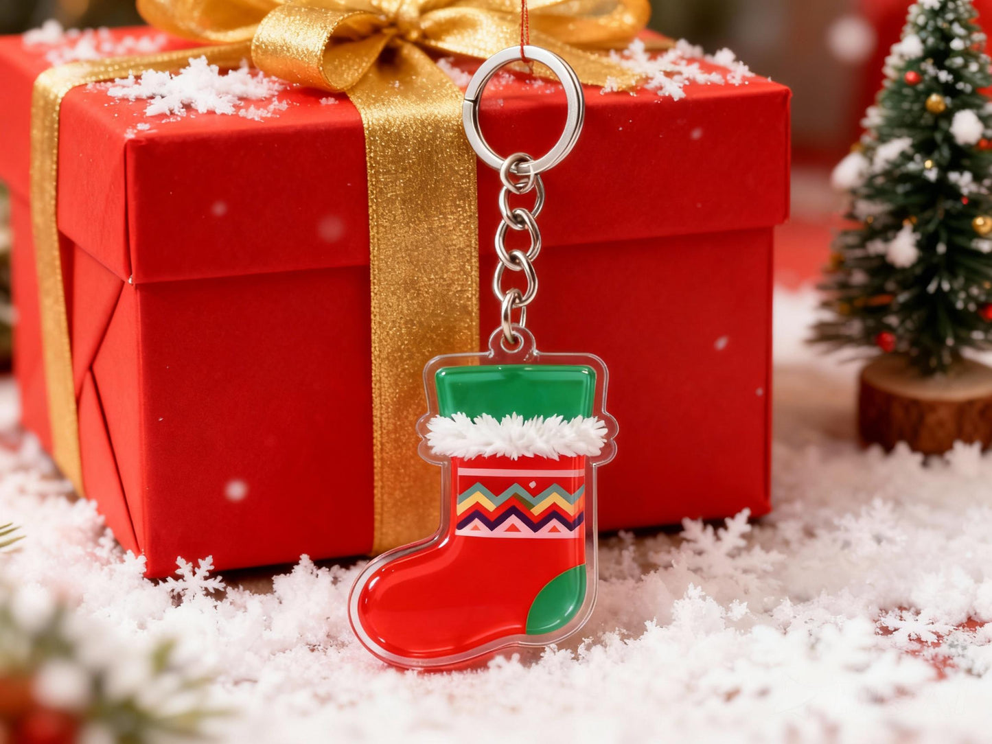 Yakelike Acrylic Christmas Stocking Keyring