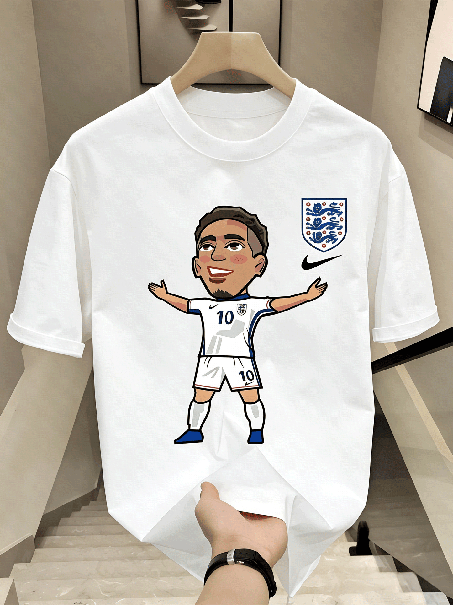 Cartoon Football Player T-Shirt | England Fan Graphic Tee