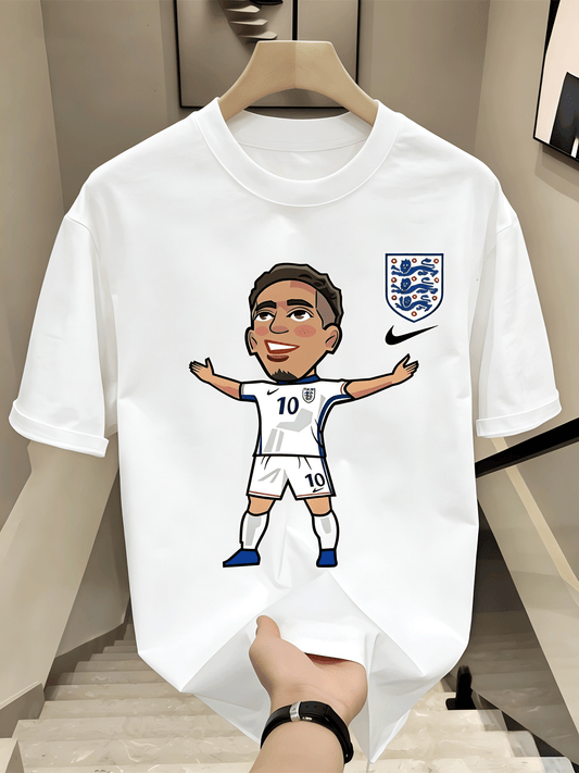 Cartoon Football Player T-Shirt | England Fan Graphic Tee
