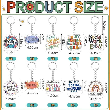 Custom Social Worker Acrylic Keychains Set  Cute Colorful Keychain Bulk for Gifts Appreciation