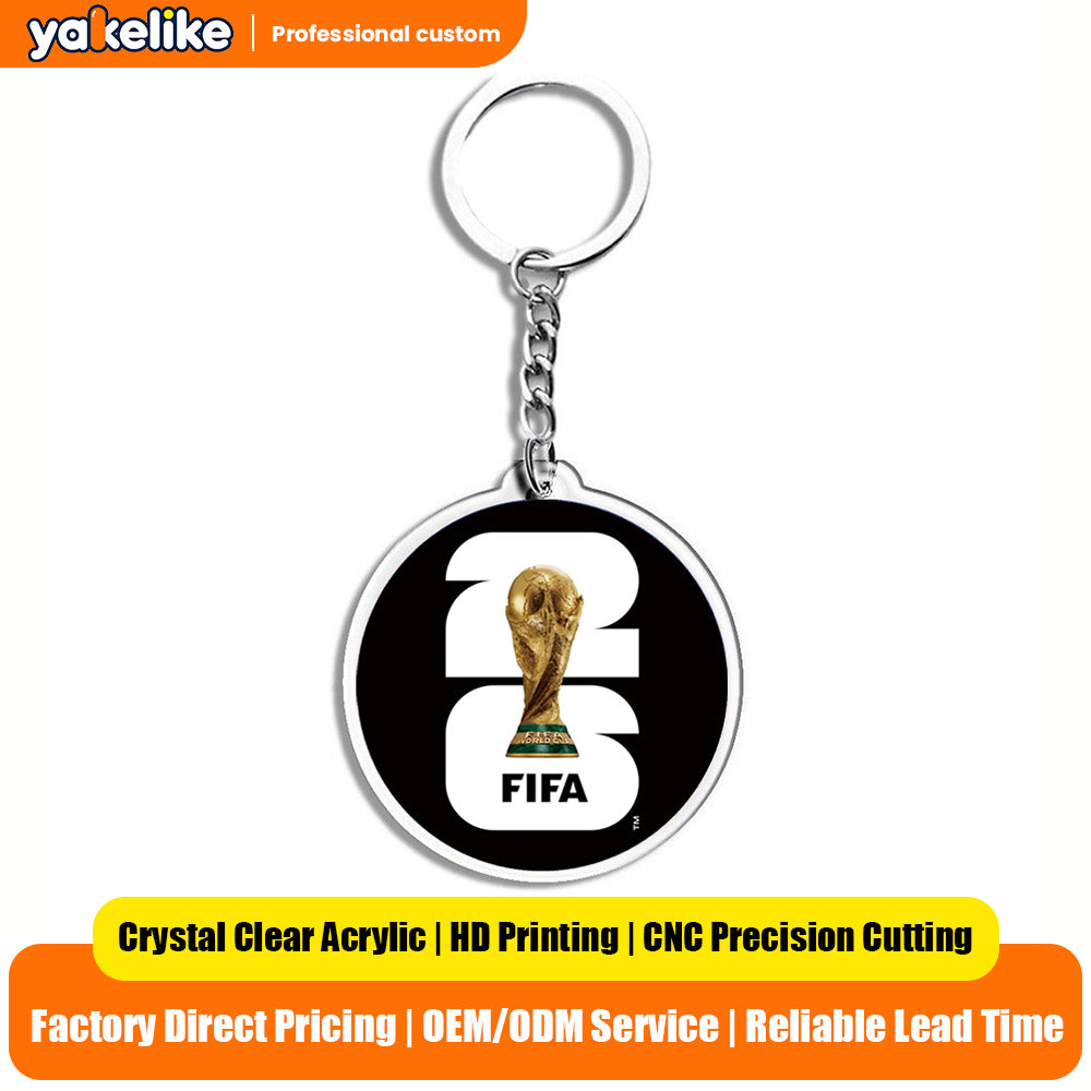 2026 Football National Flag Acrylic Keychain | Round Sports Fan Souvenir