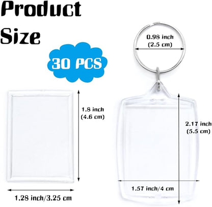 Acrylic Photo Keychains Clear Picture Frame Keychain for DIY Personalized Gifts
