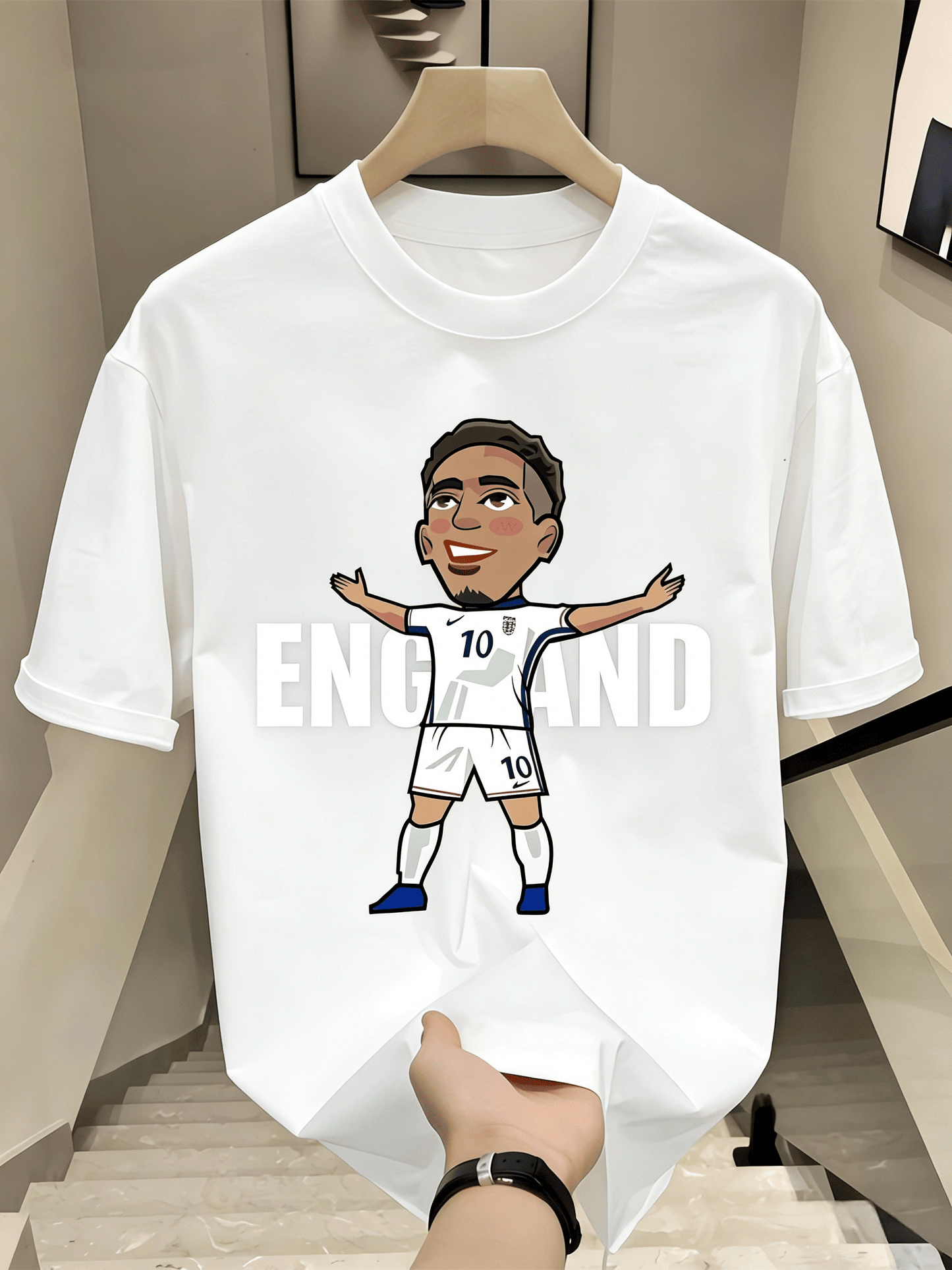 Cartoon Football Player T-Shirt | England Fan Graphic Tee