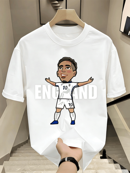 Cartoon Football Player T-Shirt | England Fan Graphic Tee