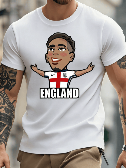 Cartoon Football Player T-Shirt | England Fan Graphic Tee