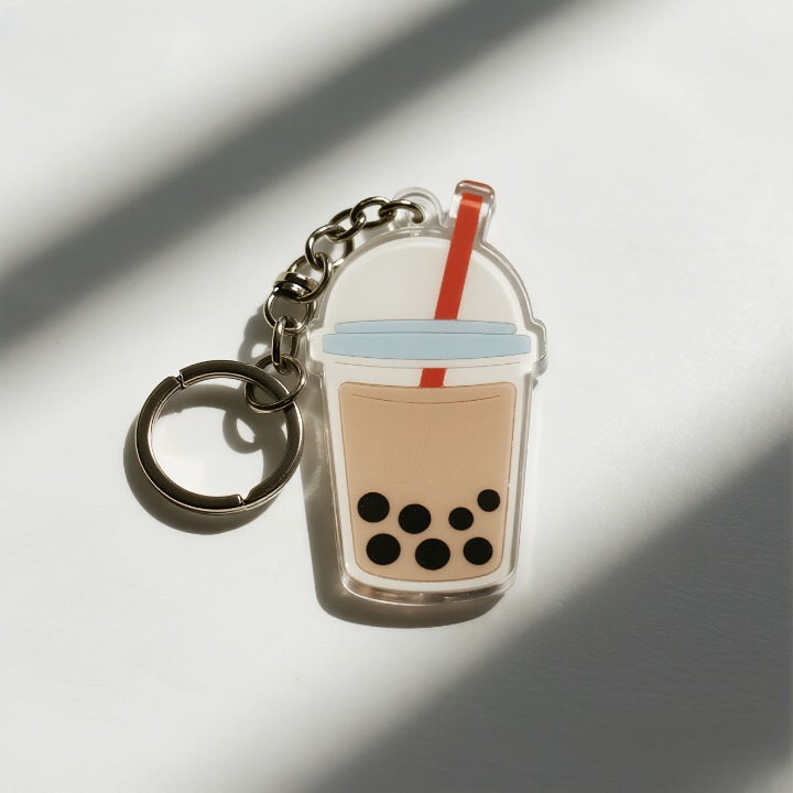 Yakelike Custom Acrylic Cute Bubble Tea Transparent Keyring