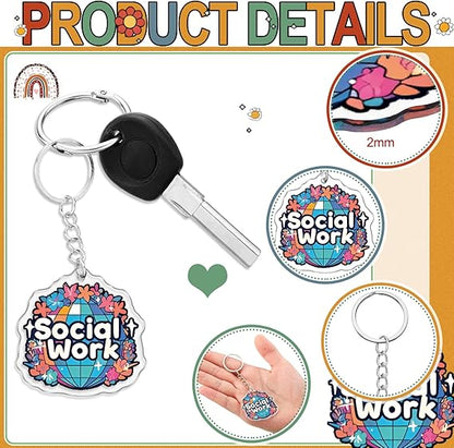 Custom Social Worker Acrylic Keychains Set  Cute Colorful Keychain Bulk for Gifts Appreciation