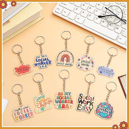 Custom Social Worker Acrylic Keychains Set  Cute Colorful Keychain Bulk for Gifts Appreciation