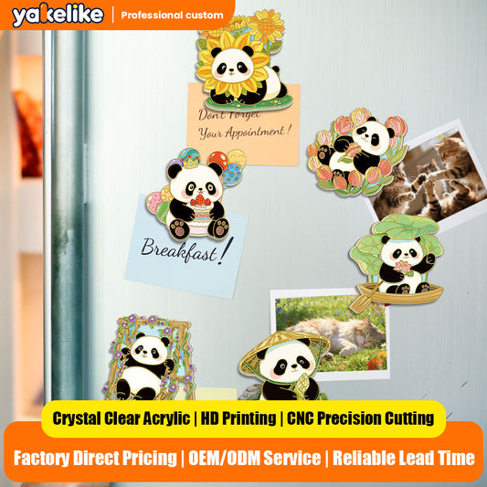Custom Cute Panda Acrylic Fridge Magnets  Creative Animal Magnetic Refrigerator Decor