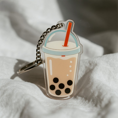Yakelike Custom Acrylic Cute Bubble Tea Transparent Keyring