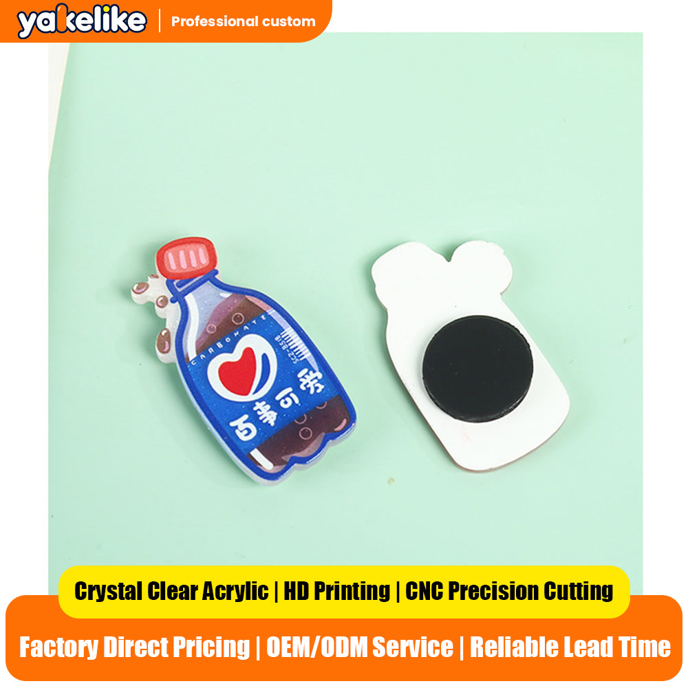 Custom Cute Cartoon Acrylic Fridge Magnet DIY Soda Bottle Shaped Magnetic Sticker Anime Merch