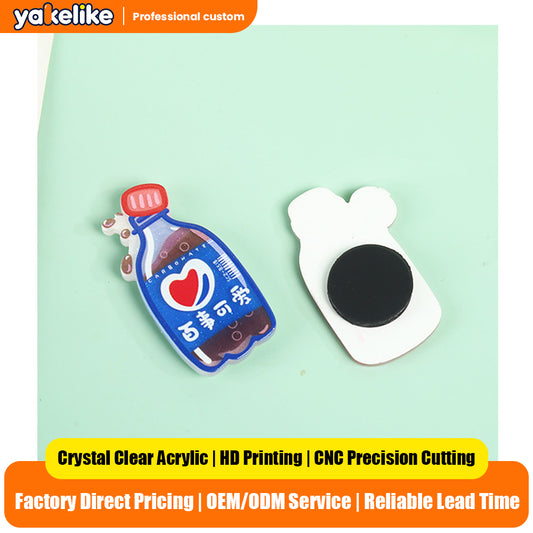Custom Cute Cartoon Acrylic Fridge Magnet DIY Soda Bottle Shaped Magnetic Sticker Anime Merch