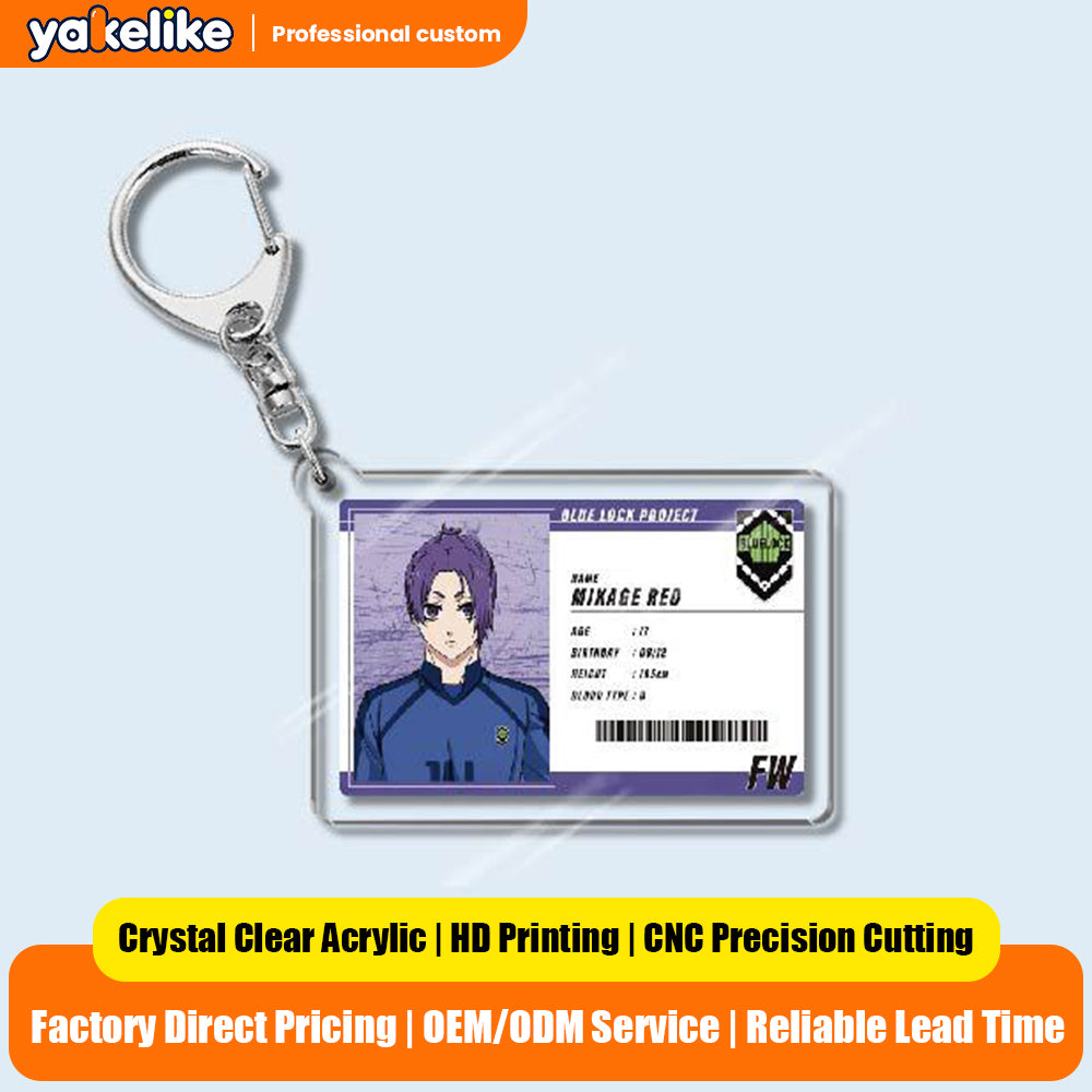 Custom Keychain Designs Anime Blue Lock Cartoon Character Double Sided Acrylic Light Weight UV Printed
