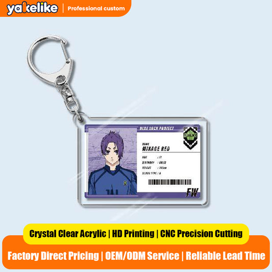 Custom Keychain Designs Anime Blue Lock Cartoon Character Double Sided Acrylic Light Weight UV Printed