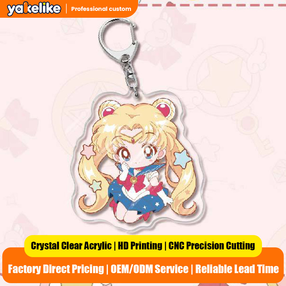 Custom Keychain Cute Cartoon Tsukino Usagi Metal Anime Sailormoon UV Printing Waterproof Bottle Custom Opener