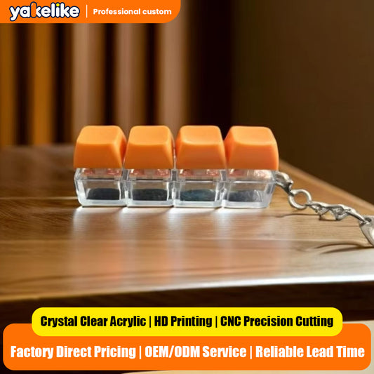 Macaron Mechanical Keyboard Fidget Keychain 4 Key Linear Switch Click Toy Stress Relief Plastic Key Ring