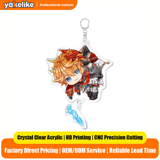 Custom Keychain UV Printed Genshin Cosplay Fan Gift Transparent Holographic Acrylic Keychain