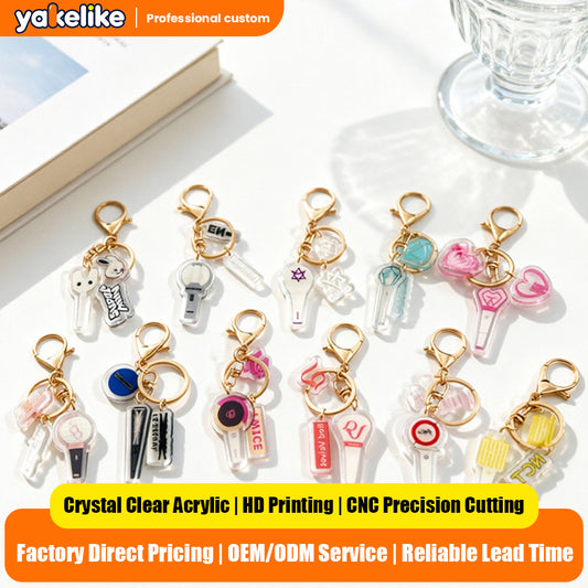 Custom Kpop Style Acrylic Light Keychain  Cartoon Photo Pendant for Gifts Souvenirs Fans