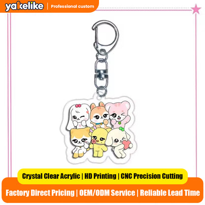 KPOP Idol Miniteen SKZ UV Printed Acrylic Keychain Custom Rainbow Digital Photo Cartoon Charm Pendant Keyring