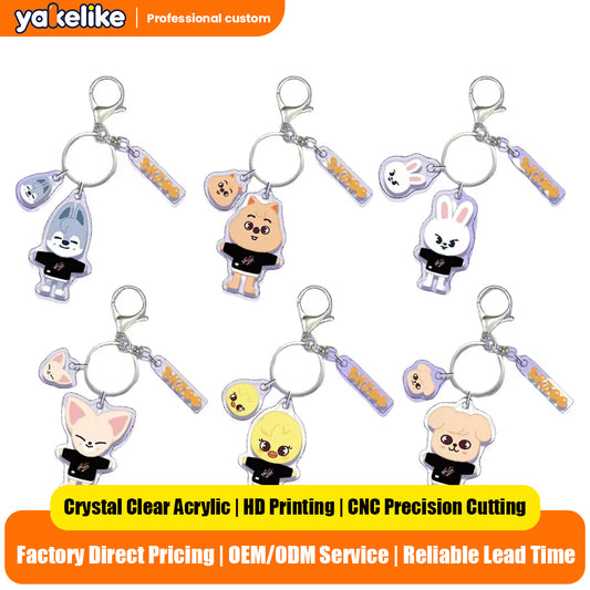 Kpop Idol  Custom Color  Acrylic Stray kids Keychain Double-Sided UV Printed Cartoon Charm DIY Pendant for Gifts Souvenirs
