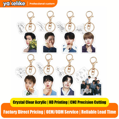 KPOP Idol Bangtan Boys Lightweight Photo Keychain UV Printing  for Backpack Bag Accessories Gift