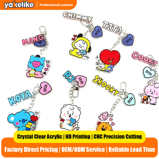 Kpop Idol Custom BTS Acrylic Keychain Cartoon Idol Style Charm Pendant for Gifts Souvenirs Fans