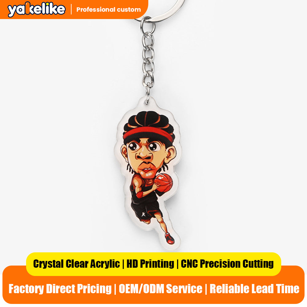 Custom Cartoon Basketball Player Acrylic Keychain | Personalized Sports Fan Gift