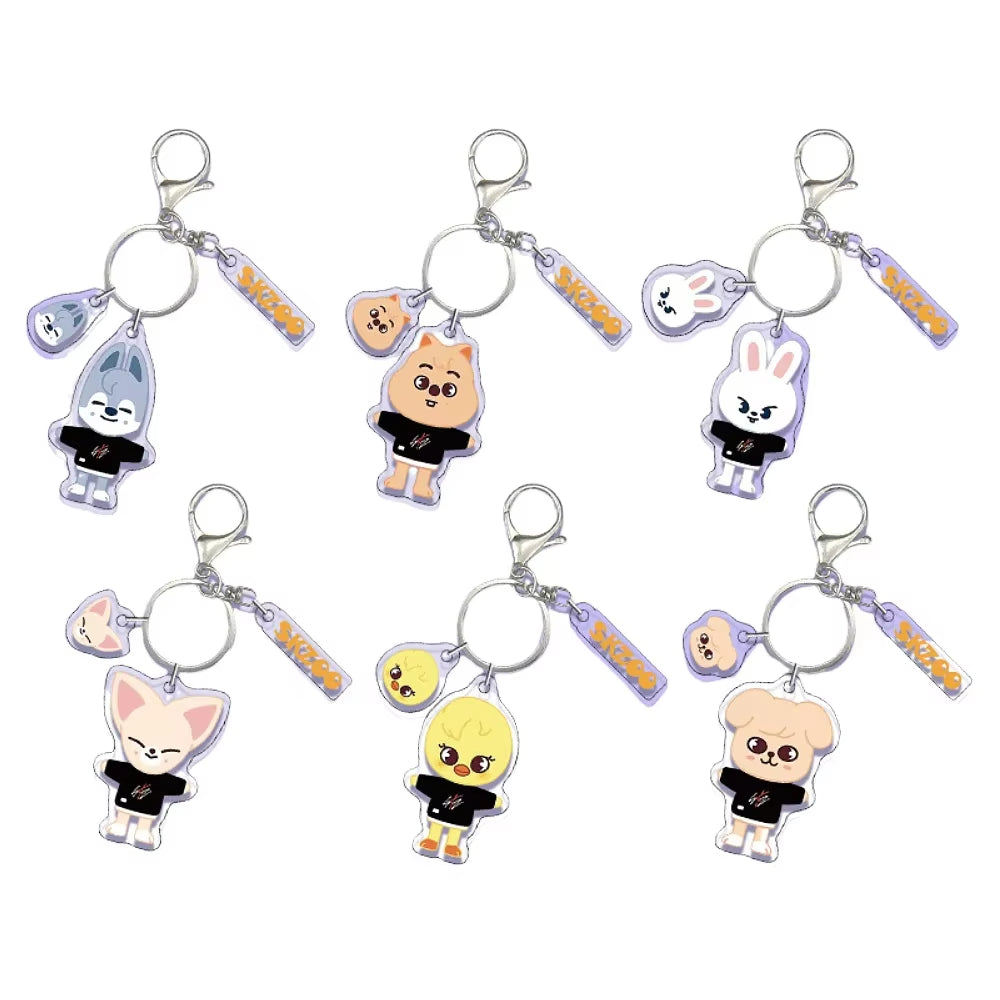 Kpop Idol  Custom  Acrylic Stray kids Keychain Double-Sided UV Printed Cartoon Charm DIY Pendant for Gifts Souvenirs