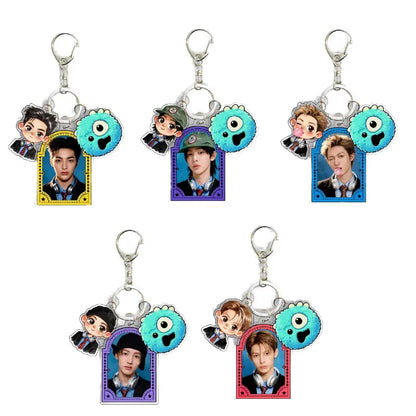 KPOP Idol Custom Keychain  Cartoon Digital Photo Keychain Acrylic Plastic Keyring Charms Promotion Gift Fashion Trend
