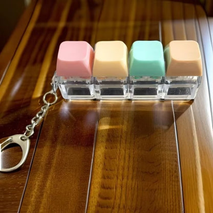 Macaron Mechanical Keyboard Fidget Keychain 4 Key Linear Switch Click Toy Stress Relief Plastic Key Ring