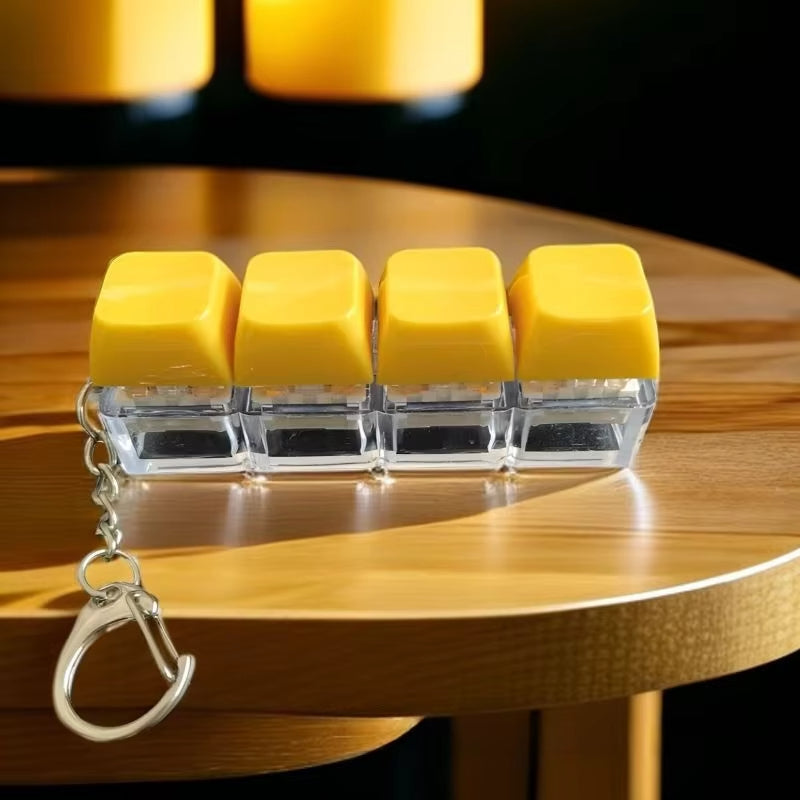 Macaron Mechanical Keyboard Fidget Keychain 4 Key Linear Switch Click Toy Stress Relief Plastic Key Ring